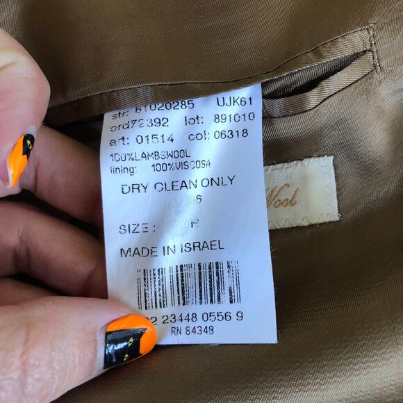 Vintage 90s Lord West Lambswool Sport Coat 42R Brown Tweed Blazer Made in Israel - Picture 13 of 13